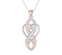 YYmqmq Celtic Knot Necklace for Women 925 Sterling Silver Opal Irish Necklace Infinity Heart Pendant Celtic Jewelry Birthday Gifts for Girlfriend Mom, 0.53in * 0.98in(13.6mm * 25mm), Sterling Silver