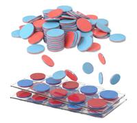 YYMT 100-Piece Two-Color Counting Chips, Red & Blue Math Manipulatives for Teachers, 2.5 cm Classroom Demonstration Set with Storage Bag, Visual Math Supplies for Teaching & Tutoring