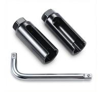 YYMT 2-Pcs Oxygen Sensor Socket, 7/8" (22mm) 1/2" Drive O2 Sensor Removal Tool with Side Wire Cutout to Prevent Wire Damage, Includes L-Shaped Extension Bar for Car Truck Motorcycle Automotive Repair