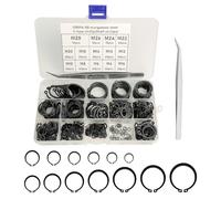 YYMT 385Pcs Snap Ring Set, 13 Sizes Steel C-Clip External Retaining Rings, M4-M28 Snap Ring Shop Assortment Circlip Retainer Rings with Tweezer, Circlip Retainer Rings Set for Shafts Moving Parts