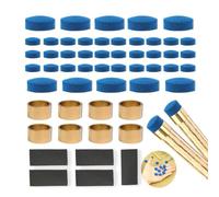 YYMT 53pcs Billiard Queue Tips Set, 9-12mm Leather Cue Tip Replacements + Brass Pool Cue Ferrules + 240-Grit Sandpaper, Billiard Cue Accessories Repair Tool Kit for Pool Snooker Cues (Blue)