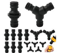 YYMT 8 x 1/2" Double Male Hose Connectors & 8 x Y-Branch 3-Way Coupling Kit | Plastic Double Male Hose End Connector, Garden Hose Connector Extender for Connecting Water Pipe, Garden,Hose Pipe Fitting