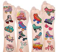 YYMYMGJ 16 Sheet Roller Skate Party Favors Roller Skating Temporary Tattoos Stickers for Kids Girls Boys Throwback to 90s Roller Skate Theme Party Decorations supplies (192 PCS)