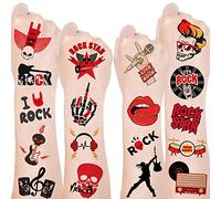 YYMYMGJ 20 Sheets (260 Pieces) Temporary Rock N Roll Tattoos Party Favors Rock Themed Birthday Party Gifts Decorations Accessories Born to Rock