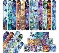 YYMYMGJ 48 PCS Dragon Party Favors Dragon Slap Bracelets Dragon Themed Party Wristbands for Kids Dragon Birthday Party Supplies Carnival Prizes Gifts Classroom Rewards