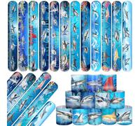YYMYMGJ 48 PCS Realistic Shark Slap Bracelets Party Favors Shark Wristbands Bracelets Goodie Bag Fillers for Ocean Birthday Decorations Supplies for Class Reward Prizes Gift