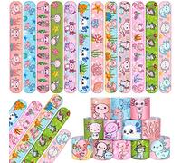 YYMYMGJ Axolotl Party Favors 48 PCS Axolotl Slap Bracelets Cartoon Amphibian Axolotl Party Wristbands for Kids Boys Girls Axolotl Party Supplies Birthday Party Baby Shower Carnival Prizes Gifts