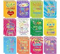 YYMYMGJ Religious Bible Verse Notepads,Jesus Love You Christian Mini Notebooks Motivational Multicolor Style Pocket Small Note Pads for Kids Adult Sunday School Supplies, 12 Styles (24 Pack)