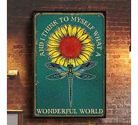 YYN and I Think to Myself What A Wonderful World Lovers Gift Tin Signs Wall Art Poster Retro Metal Poster Bar Home Bathroom Wall Decoration Sign Accessories 5.5x8 Inch