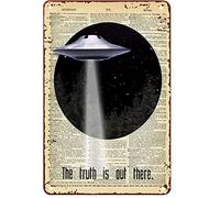 YYN Metal Tin Signs UFO Aliens The Truth is Out There Retro Poster Art Wall Decor Vintage Plaque Bathroom Bedroom Living Bar Cafe Kitchen Decoration Metal Tin Sign Posters Wall Decor Sign 8x12 Inch