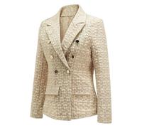 YYNUDA Women's Blazer Casual Suit Lightweight Summer Printed Elegant Jacket for Festive Wedding Office Wear Beige M