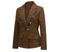 YYNUDA Women's Blazer Casual Suit Lightweight Summer Printed Elegant Jacket for Festive Wedding Office Wear Brown XXL