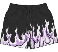 YYNYC Mens Graphic Shorts Mesh Basketball Shorts Workout Flame Print Running Gym Shorts Anime Shorts for Men, 4, Medium