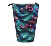 Yyoretp 3D Magical Dragon Scales Pattern Print Telescopic Pen Bag Pen Holder Pop Up Storage Case,Standing Portable Pen Case