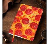 Yyoretp 3D Pizza Pepperoni Print A5 Leather journal cover,Refillable Genuine Leather Journal Notebook Covers