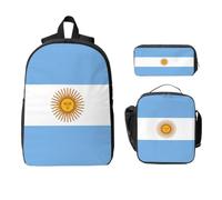 Yyoretp 3Pcs Adjustable Versatile Large Capacity Argentine flag Print Backpack Lunch Box and Pencil Case