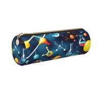 Yyoretp Abstract Science Chemistry Print Leather Pencil Pouch Cosmetic Makeup Case Pen Office Stationery Markers Bag.