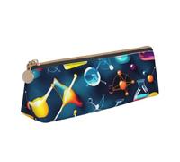Yyoretp Abstract Science Chemistry Print Leather Pencil Pouch Cosmetic Makeup Case Pen Office Stationery Markers Bag