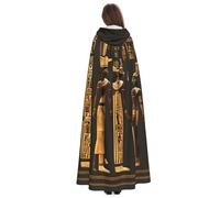 Yyoretp Adult Ancient Egyptian Hieroglyph Print Long Hooded Cloak Cape for Cosplay Halloween Carnival Costumes Witch Capes.