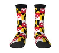 Yyoretp Adult Flag of Maryland Print Colorful mid length socks with man and woman for Everyday Wear,Casual,sports