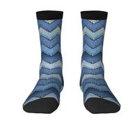 Yyoretp Adult Gradient Blue Denim Print Colorful mid length socks with man and woman for Everyday Wear,Casual,sports