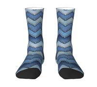 Yyoretp Adult Gradient Blue Denim Print Colorful mid length socks with man and woman for Everyday Wear,Casual,sports