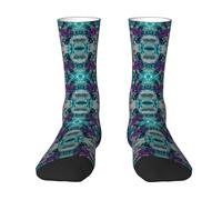 Yyoretp Adult purple and teal flowers Print Colorful mid length socks with man and woman for Everyday Wear,Casual,sports
