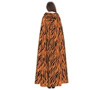 Yyoretp Adult Tiger Stripes Orange Pattern Print Hooded Robe Cloak Carnival Cosplay Christmas Halloween Tunic Cape Costume.