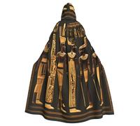 Yyoretp Adults Ancient Egyptian Hieroglyph Print Long Hooded Cloak Cape for Halloween Cosplay Carnival Costumes Witch Capes
