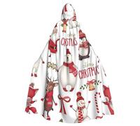 Yyoretp Adults Christmas Santa Claus Print Long Hooded Cloak Cape for Halloween Cosplay Carnival Costumes Witch Capes