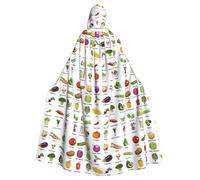 Yyoretp Adults Introduction of various vegetables Print Long Hooded Cloak Cape for Halloween Cosplay Carnival Costumes Witch Capes