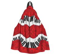 Yyoretp Adults Music Note Piano Print Long Hooded Cloak Cape for Halloween Cosplay Carnival Costumes Witch Capes