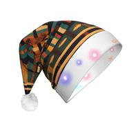 Yyoretp African Classic Weave Print LED Christmas Hats,Light Up Xmas Hat Adult,Santa Hat For New Year Festive Party
