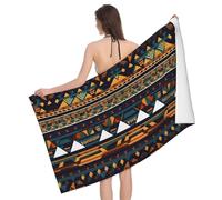 Yyoretp African Ethnic Pattern Print Microfiber Lightweight Beach Towel Super Absorbent Soft Plush Pool Bath Towel