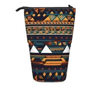 Yyoretp African Ethnic Pattern Print Telescopic Pen Bag Pen Holder Pop Up Storage Case,Standing Portable Pen Case