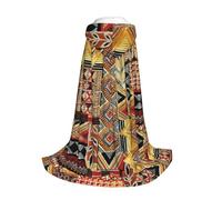 Yyoretp African Textile Patchwork Print Hooded Cloak Long Cape for Kids with Carnival Halloween Cosplay Fancy Costume