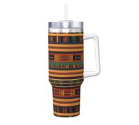 Yyoretp African Weaving Print Ice Bully Cup with Handle Straw Lid Straw,Stainless Steel Tumbler Coffee Cup,40 OZ