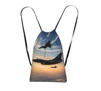 Yyoretp Aircraft Fighter Jets Print Drawstring Backpack,String Backpack Storage bag for Sport Beach Swim Gym Traveling.