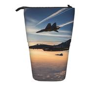 Yyoretp Aircraft Fighter Jets Print Telescopic Pen Bag Pen Holder Pop Up Storage Case,Standing Portable Pen Case