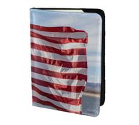 Yyoretp American Flag Print Passport Holder for Travel,Wallet Case RFID Blocking Card Slot Leather Protector