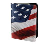 Yyoretp American Flag Print Passport Holder for Travel,Wallet Case RFID Blocking Card Slot Leather Protector
