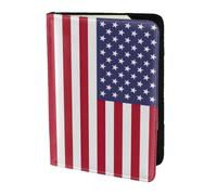 Yyoretp American Flag Print Passport Holder for Travel,Wallet Case RFID Blocking Card Slot Leather Protector
