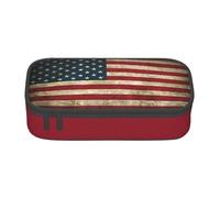 Yyoretp American Flag Print Pencil Case Large Capacity Storage Pouch Holder Office Organizer Cosmetic Makeup Box