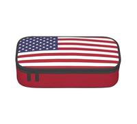 Yyoretp American Flag Print Pencil Case Large Capacity Storage Pouch Holder Office Organizer Cosmetic Makeup Box