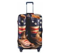 Yyoretp American Flag with Cowboy Boots Print Elastic Luggage Cover, Suitcase Protection Cover with Zipper Fits 18-32 Inch.