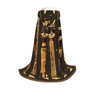 Yyoretp Ancient Egyptian Hieroglyph Print Hooded Cloak For youngsters with Halloween Christmas Cosplay Hooded Cape Costume