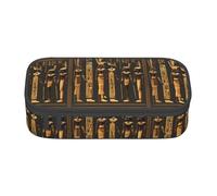 Yyoretp Ancient Egyptian Hieroglyph Print Pencil Case Large Capacity Storage Pouch Holder Office Organizer Cosmetic Makeup Box