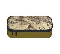 Yyoretp Ancient Map World Globe Print Big Capacity Pencil Case Makeup Bag Storage Organizer Office Stationery Pouch