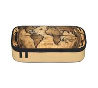 Yyoretp Ancient Map World Globe Print Big Capacity Pencil Case Makeup Bag Storage Organizer Office Stationery Pouch