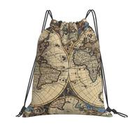 Yyoretp Ancient Map World Globe Print Drawstring Backpack Sports Gym Beach Sack Dance Yoga Cinch Bag for Women Men